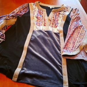 John +Mark velvet tunic with suede trim